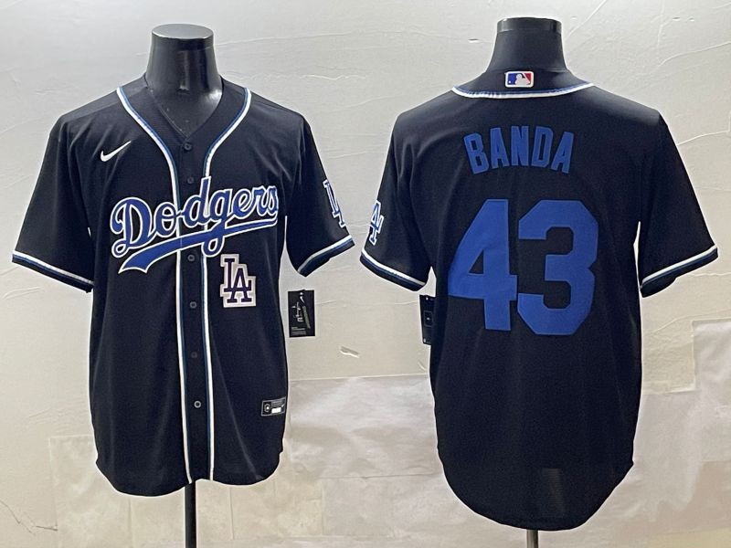 Men 2025 Los Angeles Dodgers 43 Banda Black Three generations Fashion Nike MLB Jersey style 2